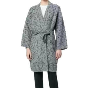 NEW, Vince Marled Wool Blend Belted Coat in Gray Size S #S7421